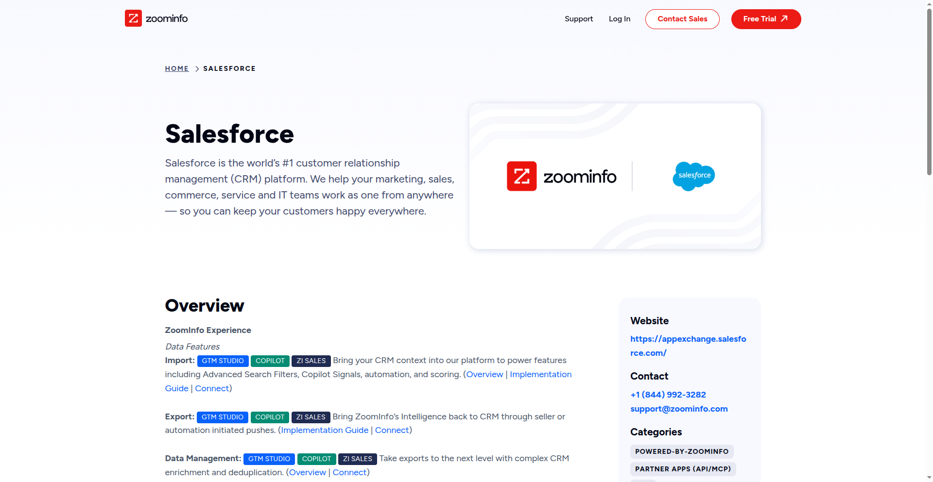 ZoomInfo Salesforce integration on the marketplace